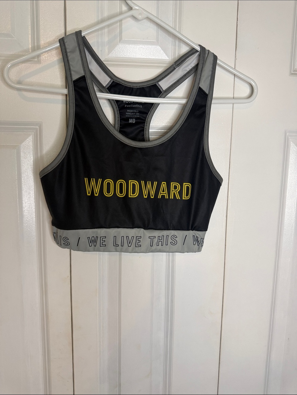Woodward gray athletic sports bra